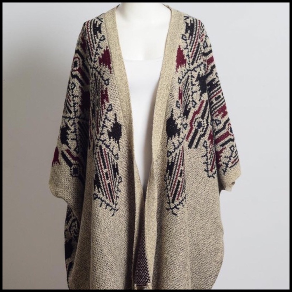 Heather Argyle Knit Ruana - Picture 3 of 3